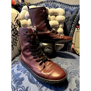 Dr Martens Oxblood Stratford with Floral Lining Boots size 7/EU 38